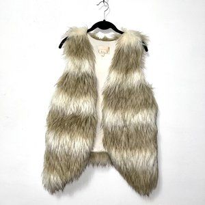 Brown Faux Fur Striped Vest (S)